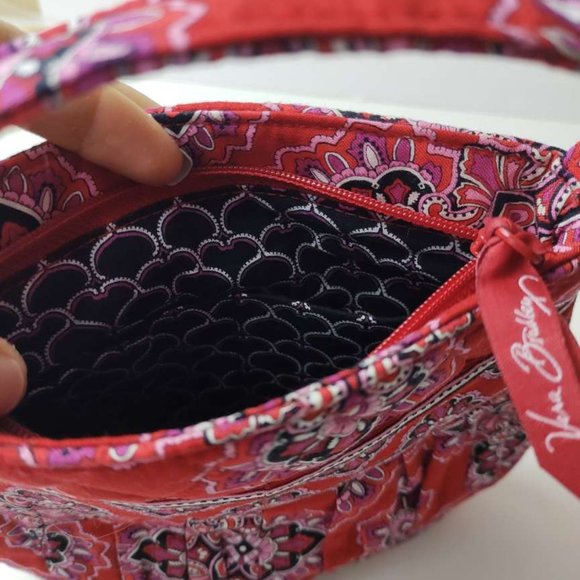 Vera Bradley Frankly Scarlet Hanna Bag Mini Red Paisley Quilted Purse Clutch - Picture 5 of 8